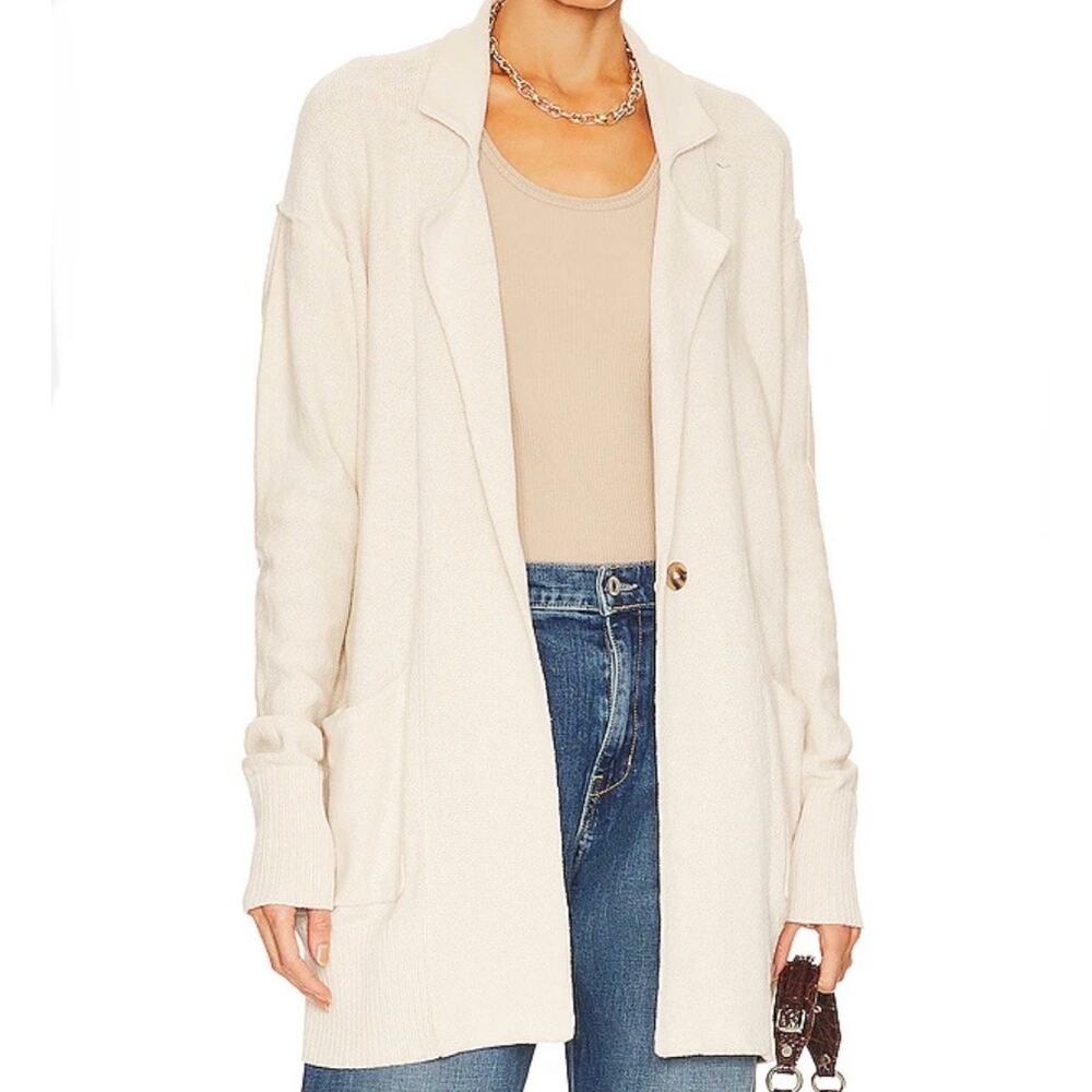WE THE FREE PEOPLE | Desert knit Blazer‎ Cream Ivory  Button Closure | Large